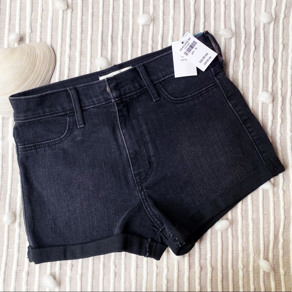 abercrombie kids Black Denim Rolled Cuff Hem Shorts NWT